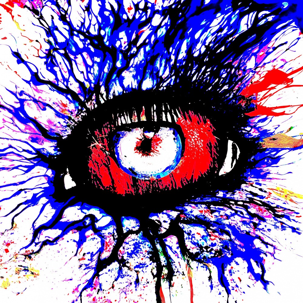 A digital eye's dreamy gaze: a splashy abstract painting of inner vision