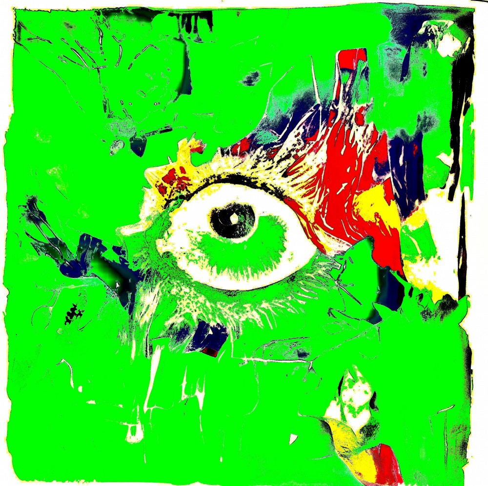 A digital eye gazing into a world of color and dreams