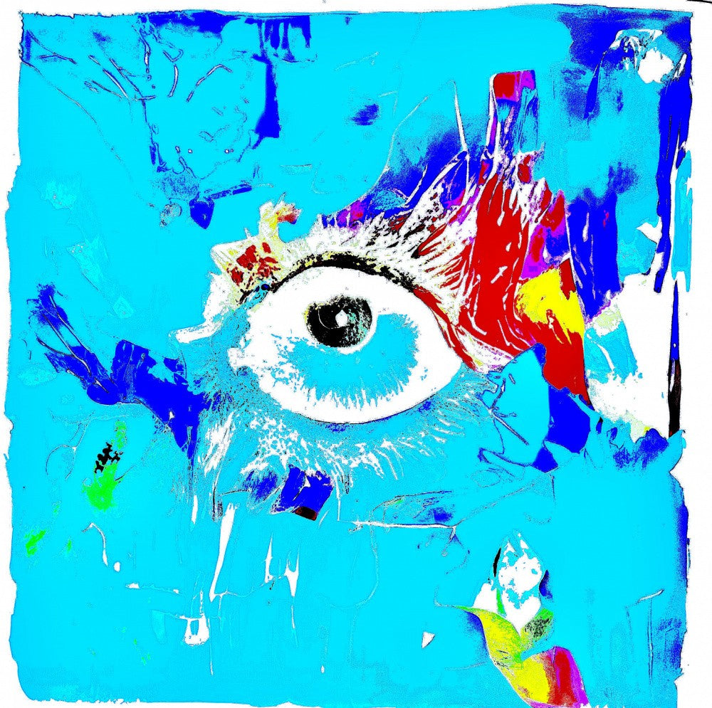 Digital dreamscapes: the eye of creation in a blue canvas