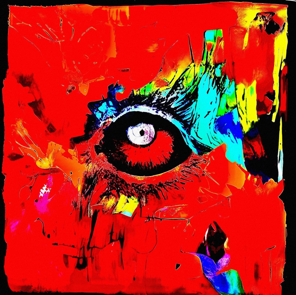 A dreamy eye gazes through the canvas of abstract thoughts