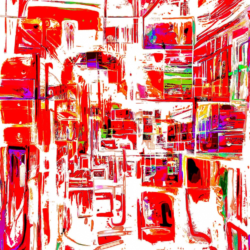 A digital labyrinth of red and white lines
