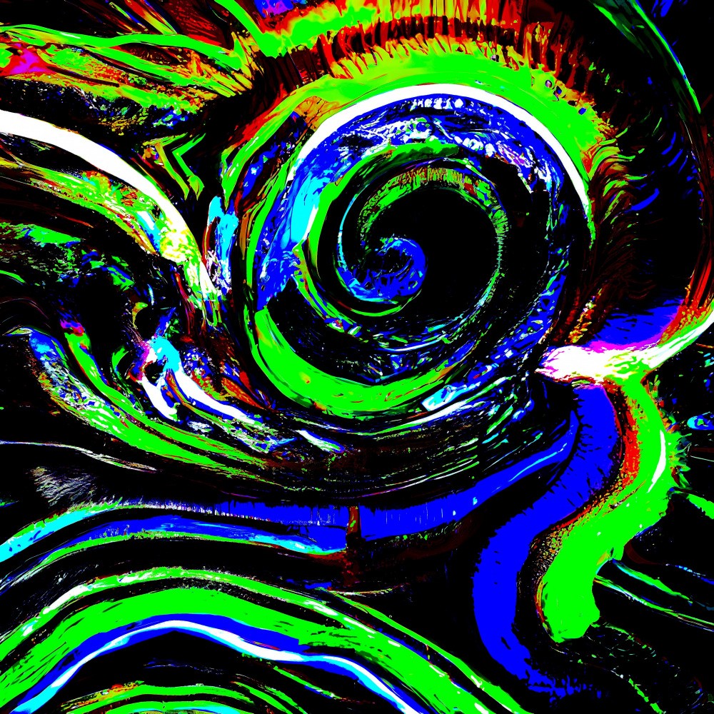 A digital dream of vibrant green and blue swirls