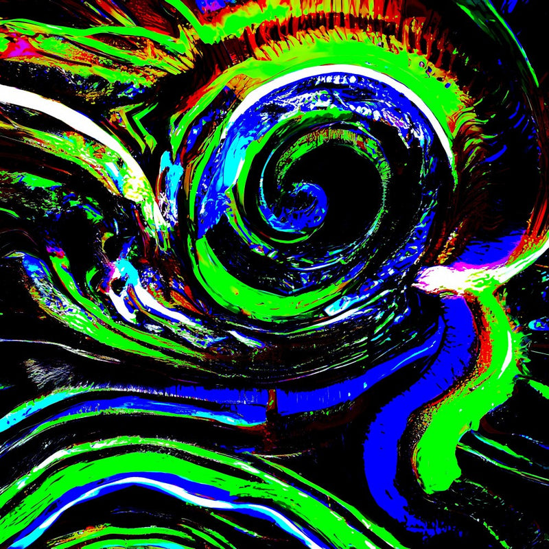 A digital dream of vibrant green and blue swirls