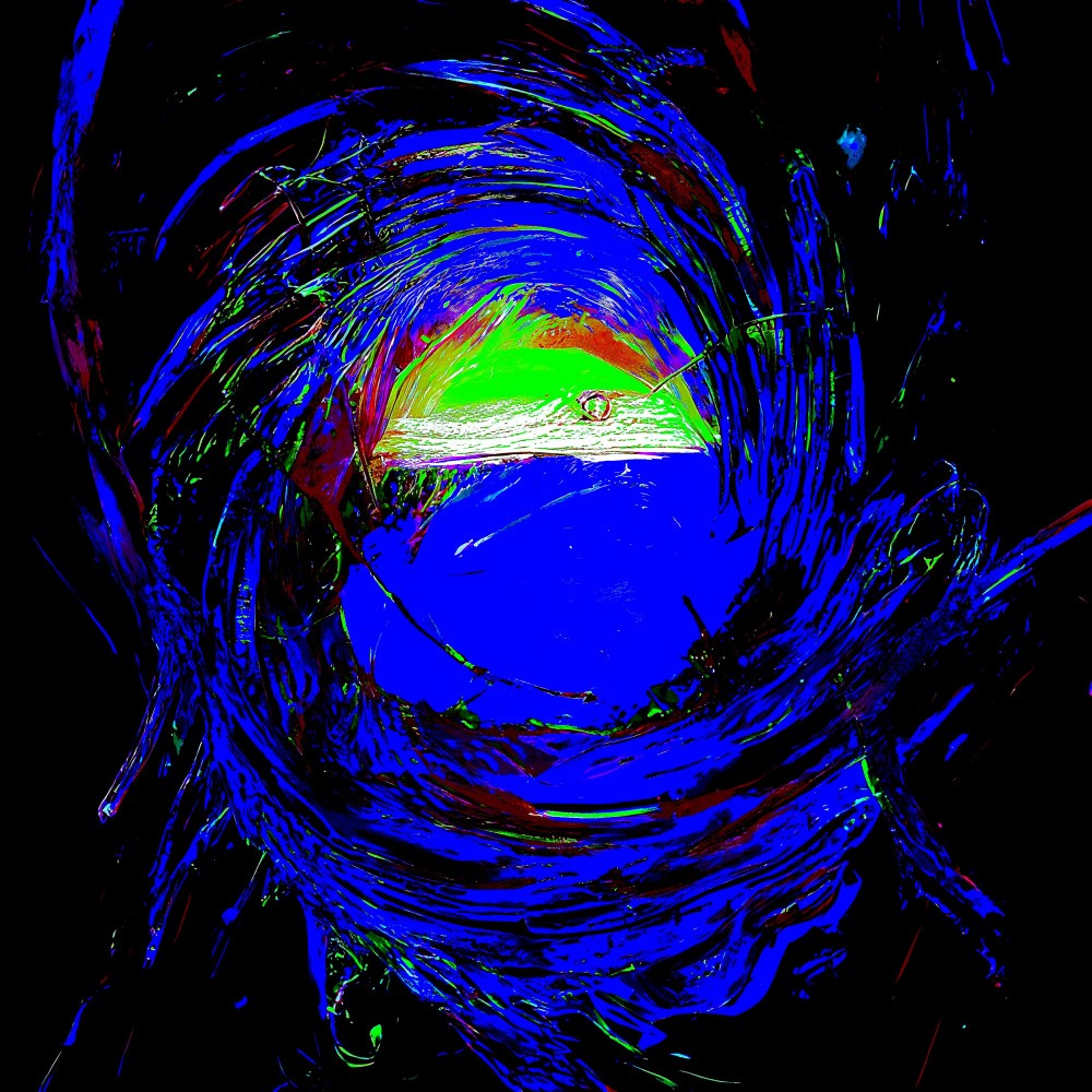 A digital dream of swirling blue and green