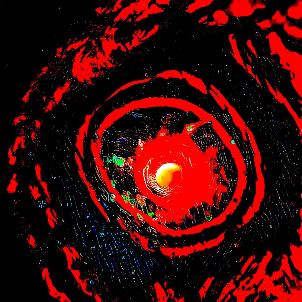 Digital dreamscape: a vortex of crimson and black