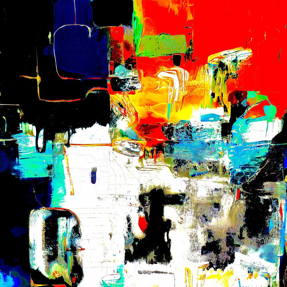 A digital dreamscape of bold colors and abstract forms