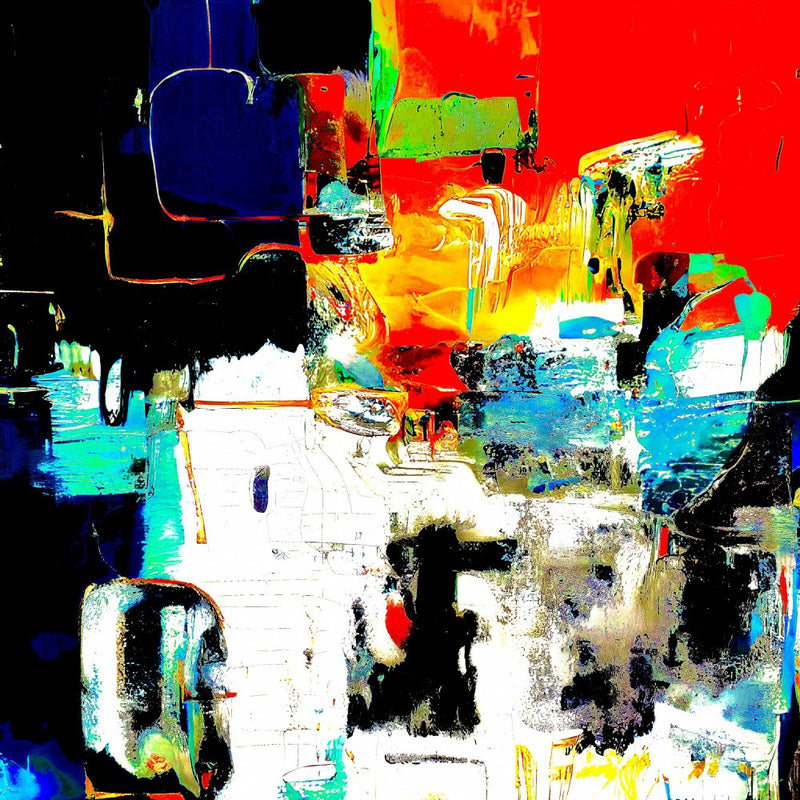 Eine digitale Traumlandschaft aus kräftigen Farben und abstrakten Formen
