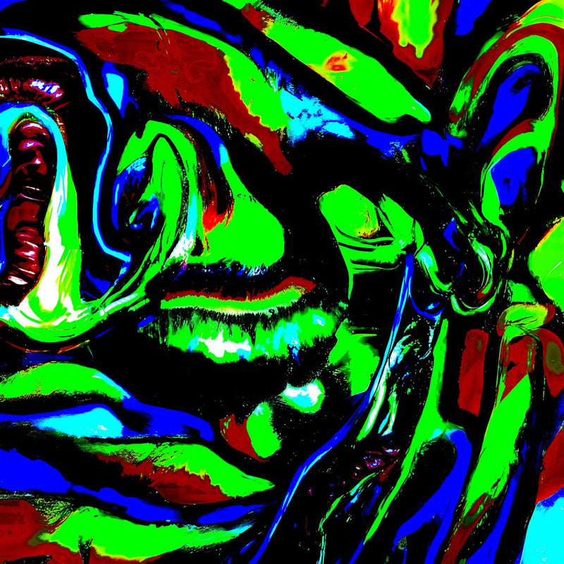 Abstract swirls of digital dreams in electric hues