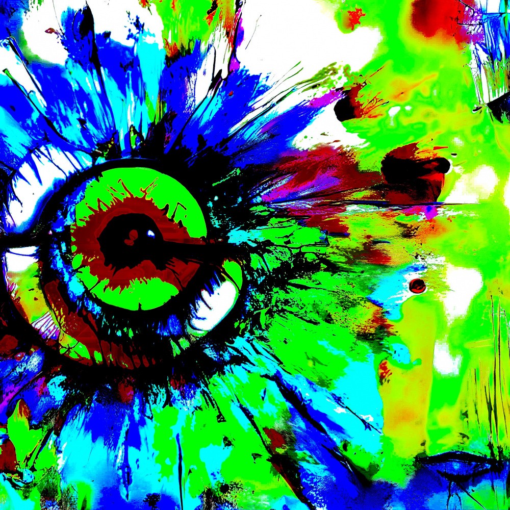 Abstract eye in a digital dreamscape