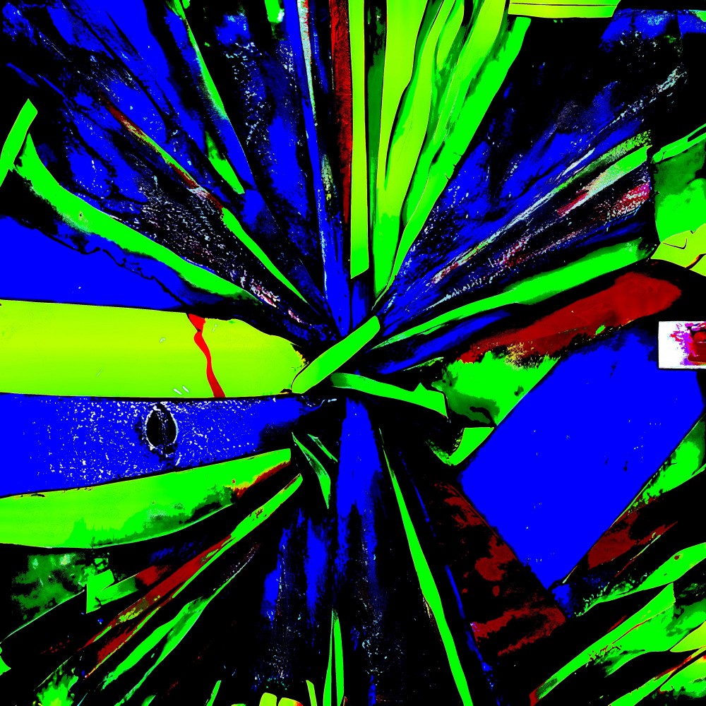 Vibrant green and blue lines intertwine in a digital dreamscape