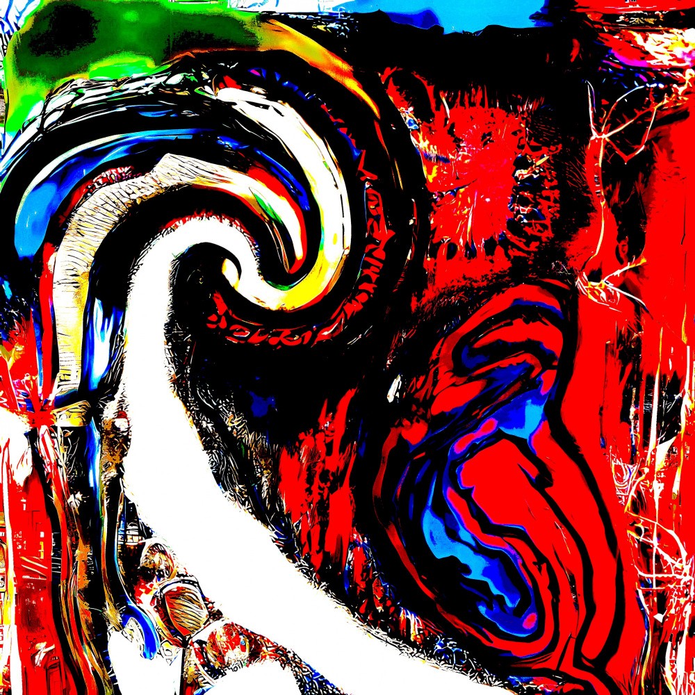 The digital dance of thoughts in a vibrant abstract landscape