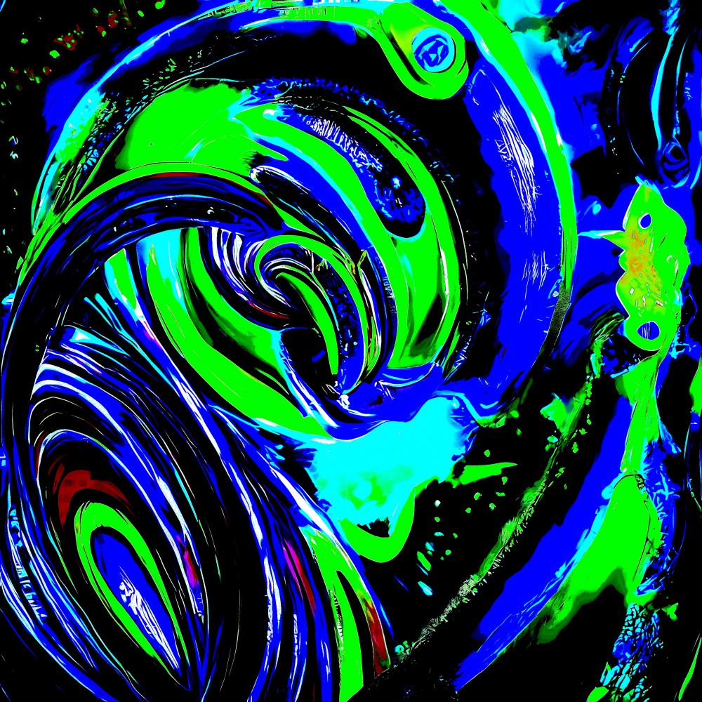 Digital dreamscapes: a symphony of neon green and electric blue