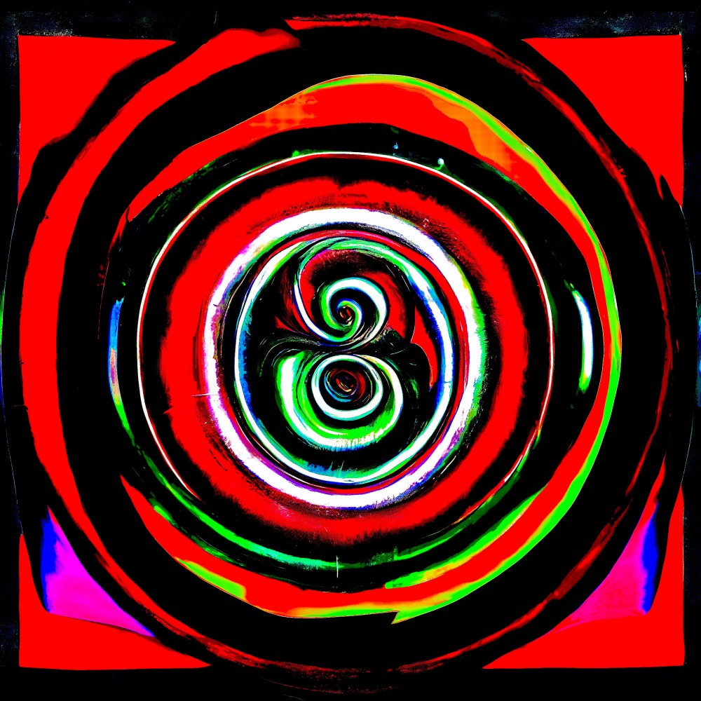 Red, green, and black concentric circles: a digital art exploration of the mind