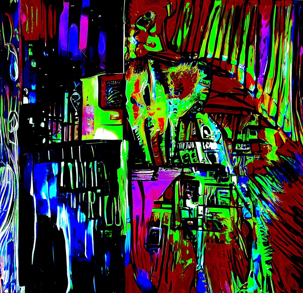 A digital dream in vivid hues: a painting of abstract lines and shapes