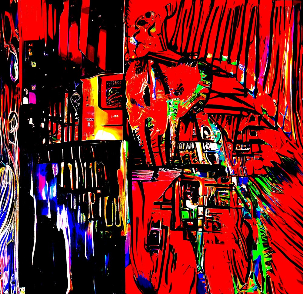 Abstract digital dreamscape in vivid hues and shifting forms