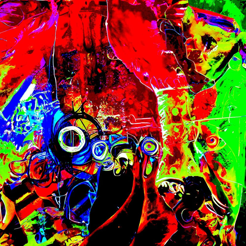 Digital dreamscape: a symphony of colors and shapes in a neon vortex