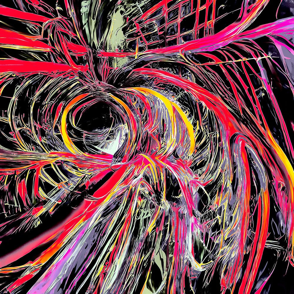 Digital tapestry of vivid lines and colors in abstract form