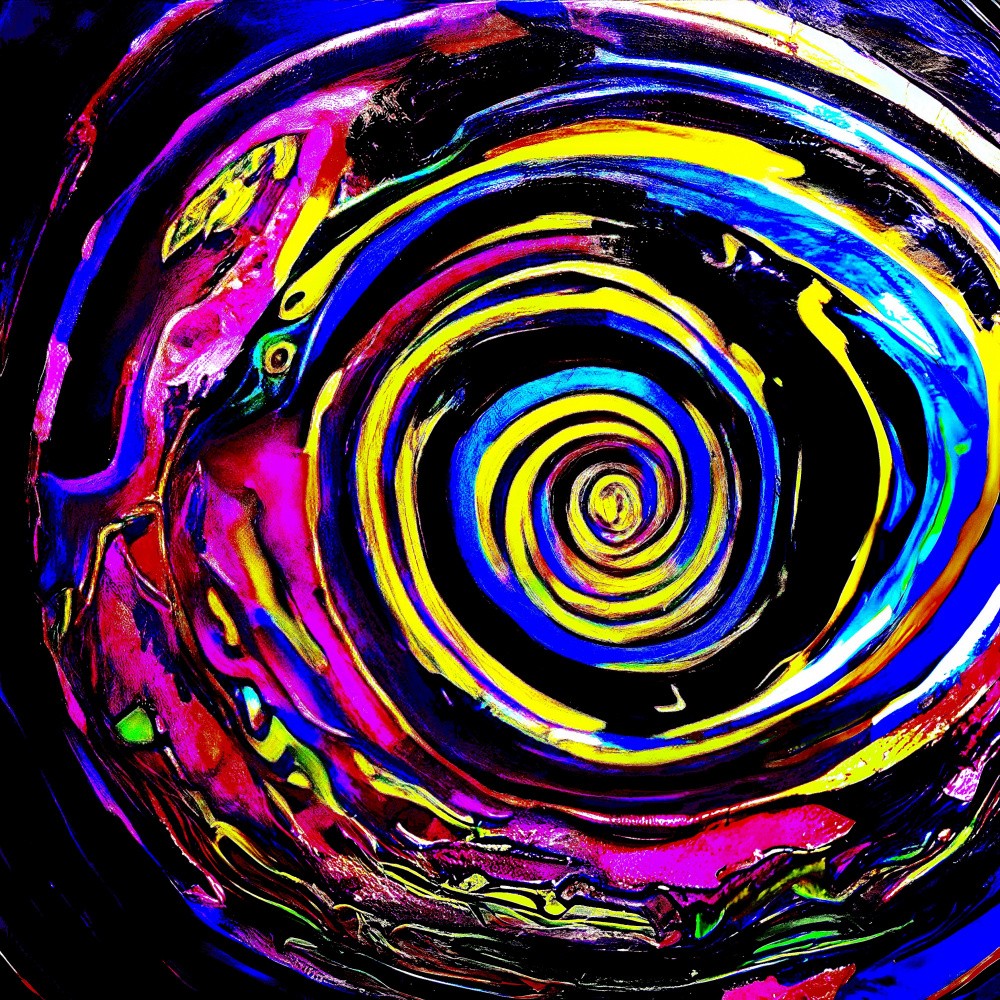 A digital dreamscape of vivid color and spiraling form