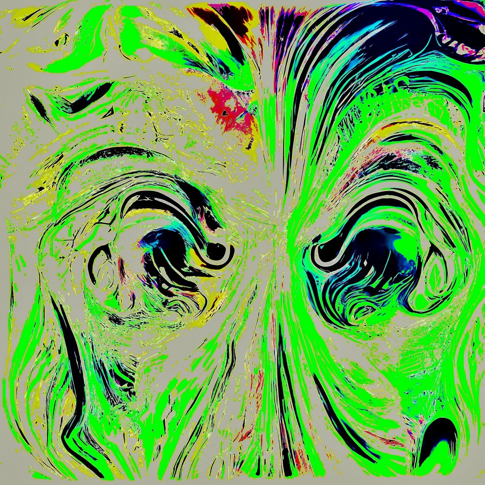 The digital eyes of a dream - neon green and psychedelic hues