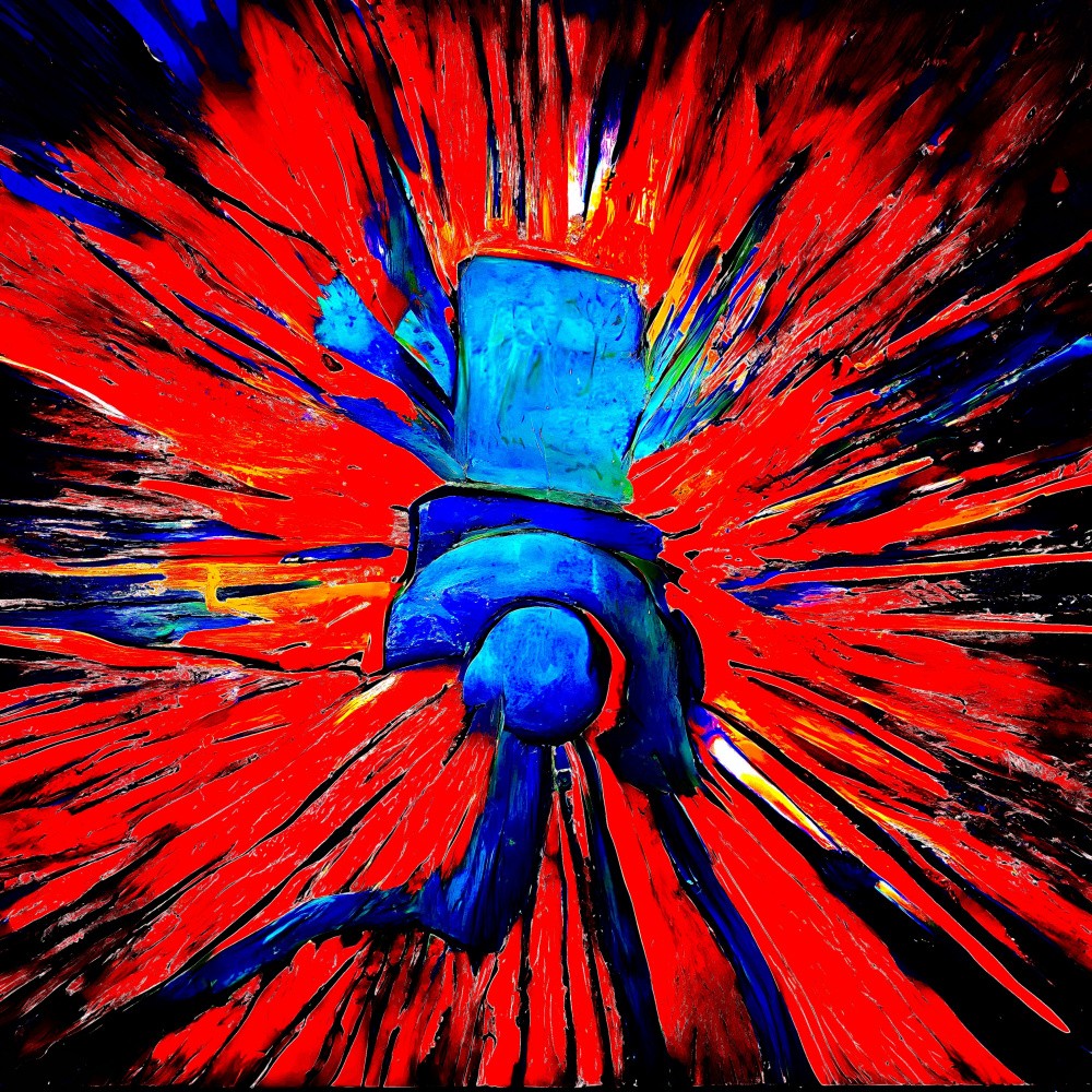 A digital dream of red and blue lines