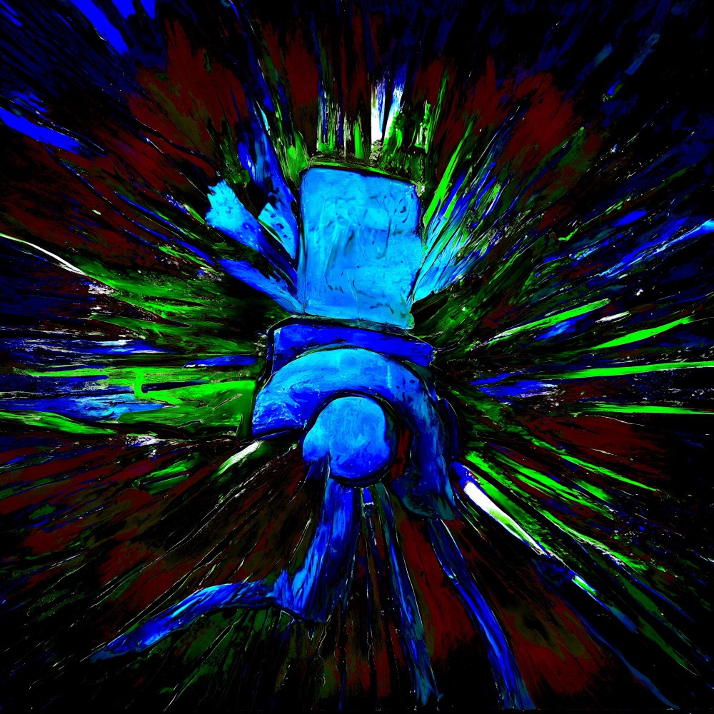 A burst of blue and green in a nighttime canvas