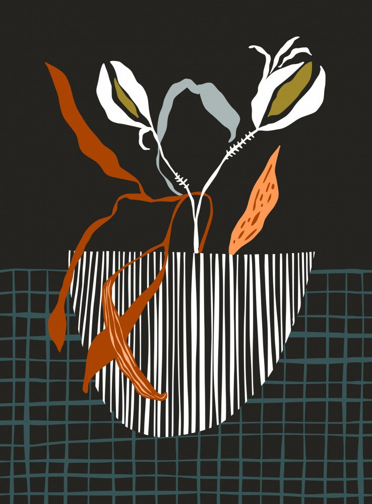 Mid-Century Blumentopf Dunkel