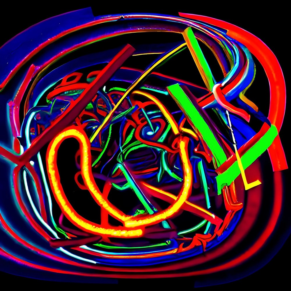 A Tangled Symphony of Neon Lights in a Digital Dreamscape