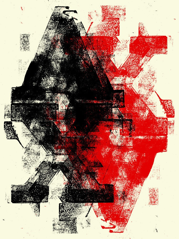 Geometric Shapes in Black and Red Hues