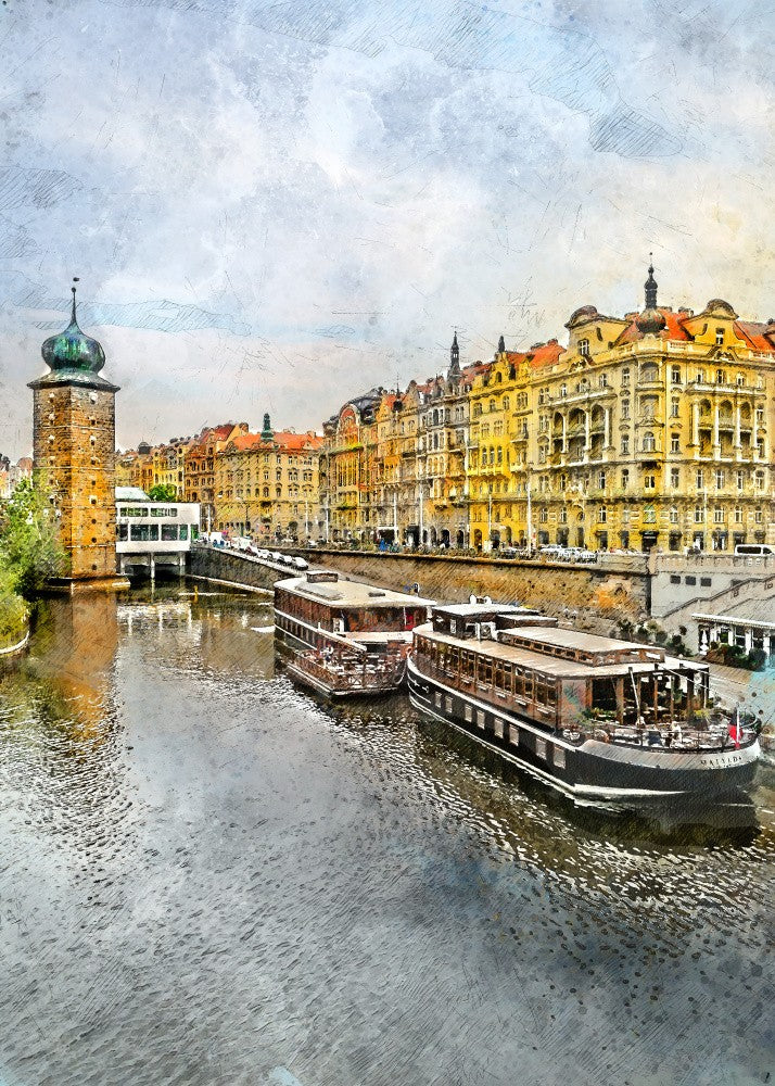Prague Czechia Watercolor Painting City Art (11)