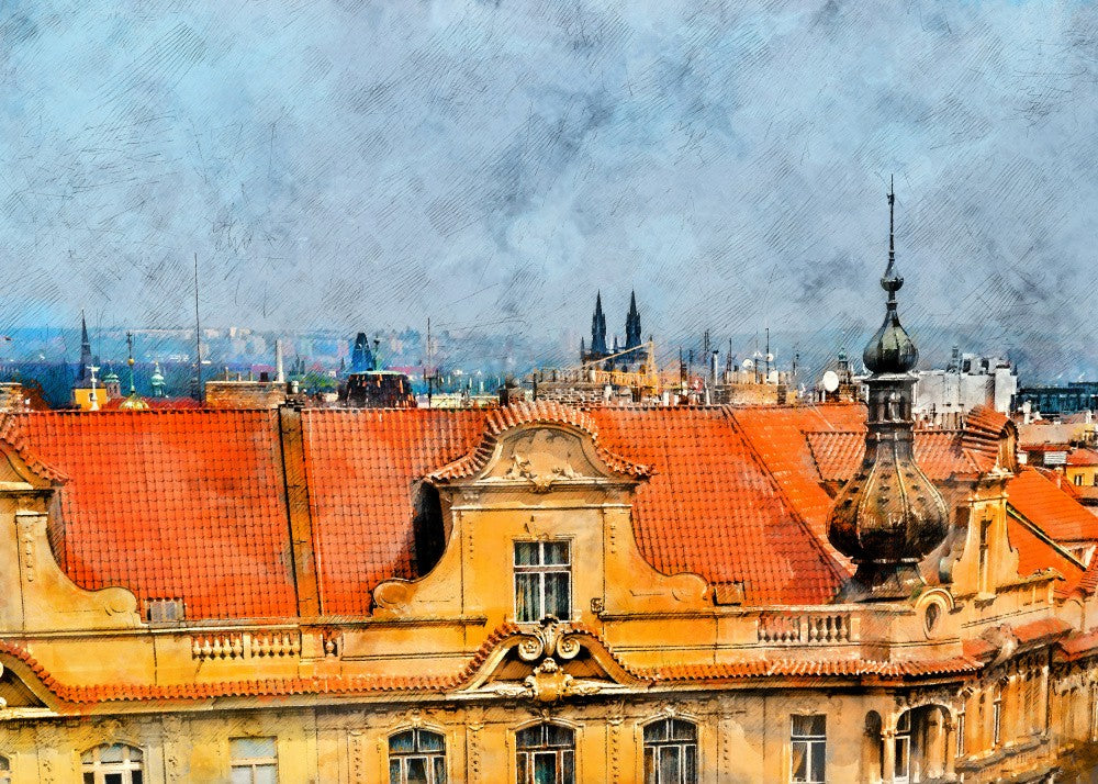 Prague Czechia Watercolor Painting City Art (14)