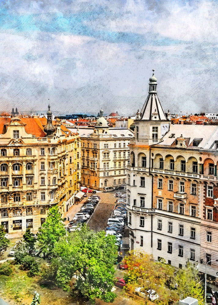 Prague Czechia Watercolor Painting City Art (16)