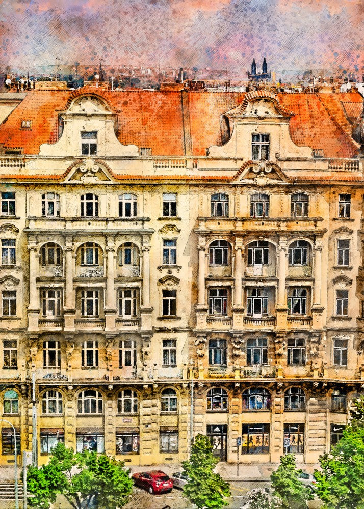 Prague Czechia Watercolor Painting City Art (17)