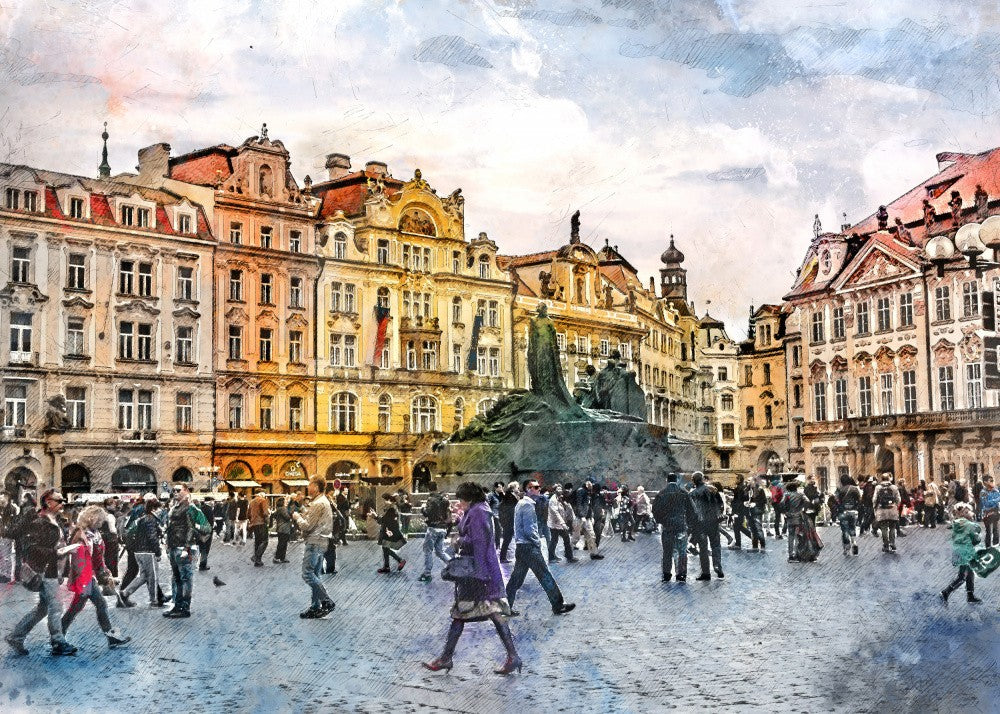 Prague Czechia Watercolor Painting City Art (26)