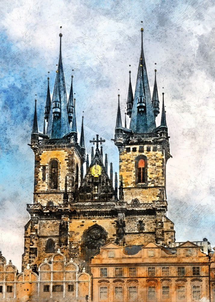 Prague Czechia Watercolor Painting City Art (27)