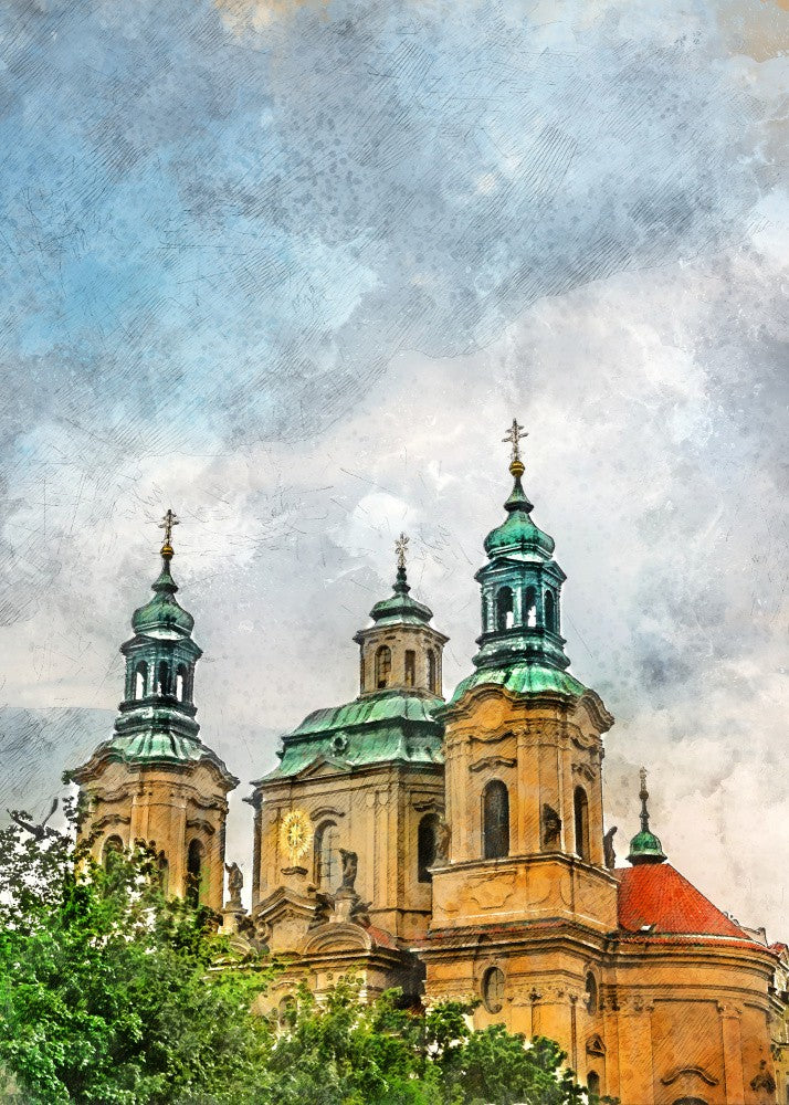Prague Czechia Watercolor Painting City Art (29)