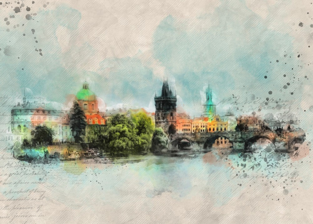 Prague Czechia Watercolor Painting City Art (36)