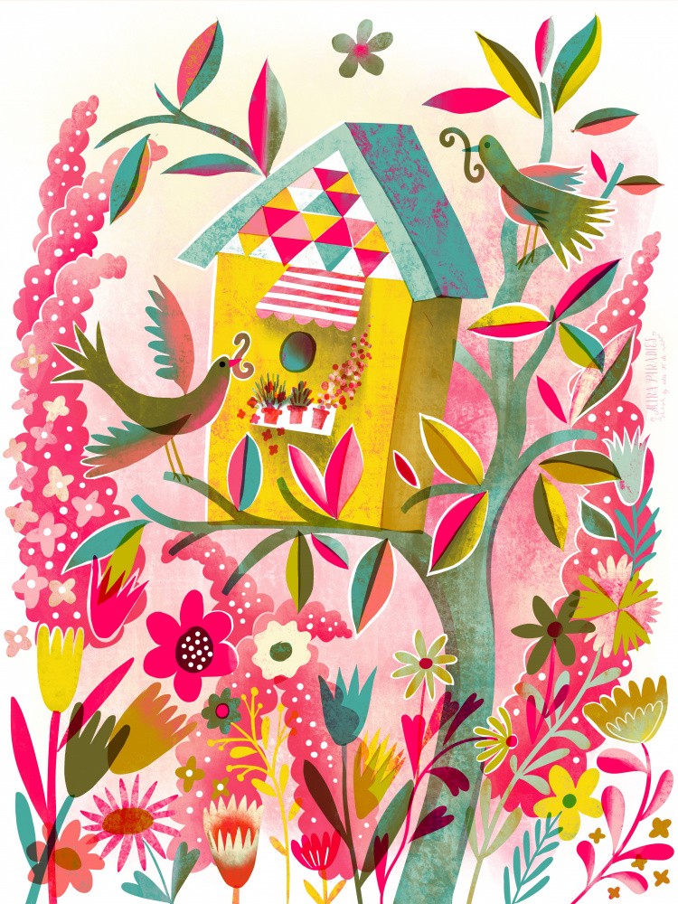 Birdhouse Pink Garden