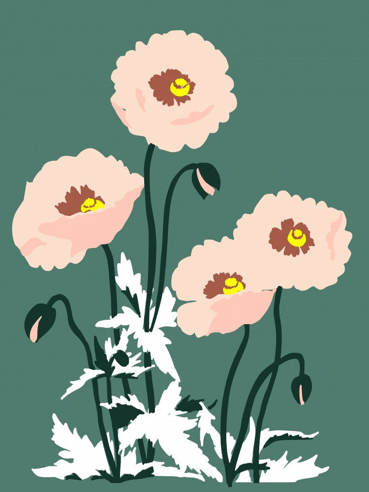 Wild Garden Poppies Green