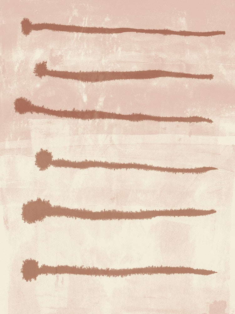Terracotta Ink Strokes on Soft Pink and White