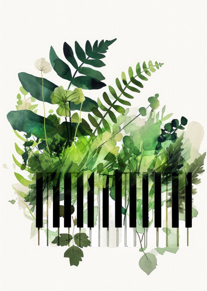Music Piano  Watercolor Digital Painting