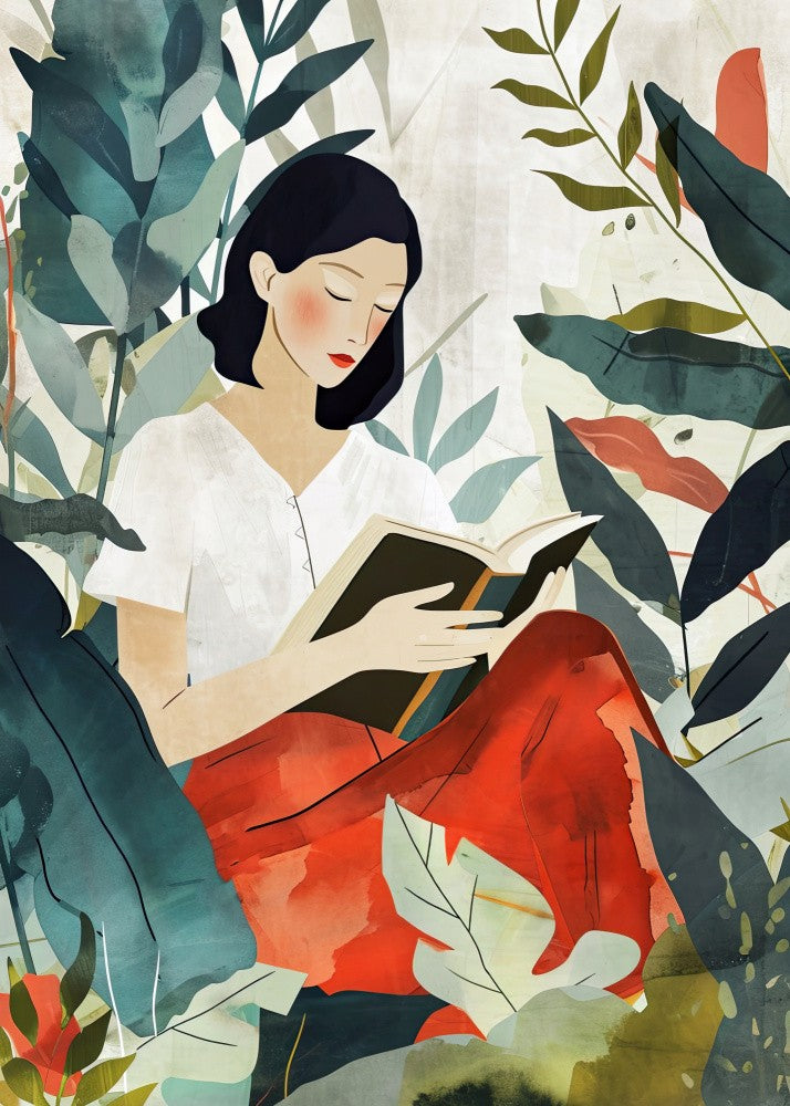Relaxing With Book Watercolor Digital Painting (2)