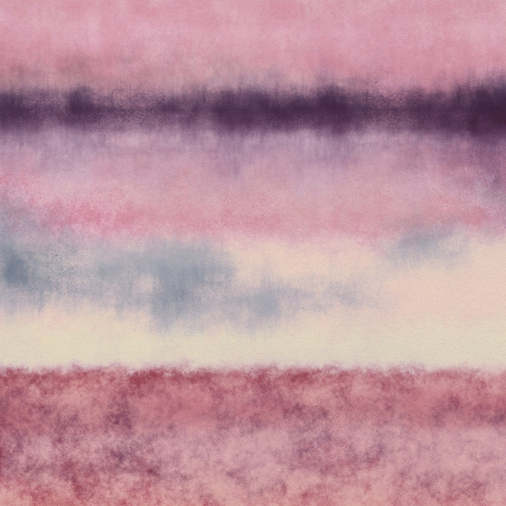 Abstract watercolor landscape in pastel colors no. 5. Pink, violet, blue, white.