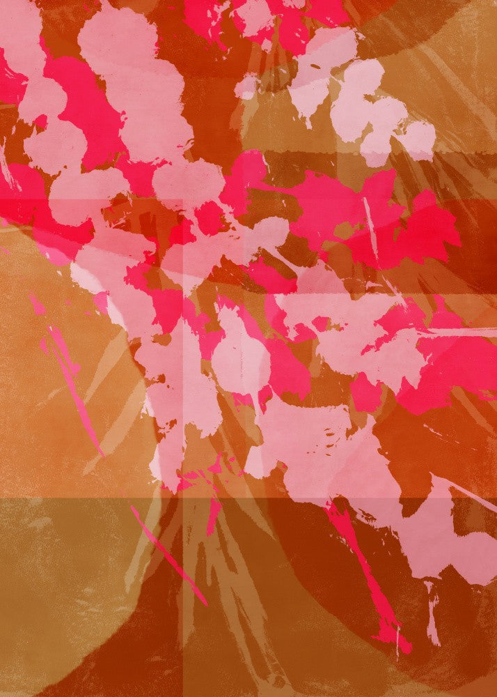 Bright Colors Botanical. Florals in neon pink and terra.