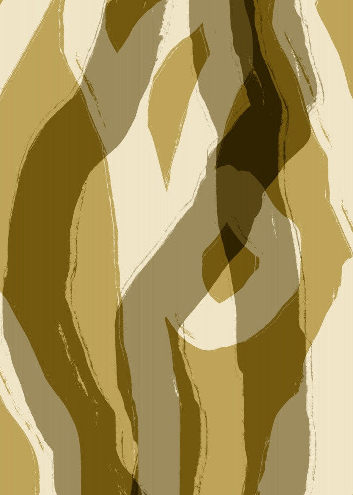Abstract Organic Shapes. Mustard, Brown and Beige Lines No.1