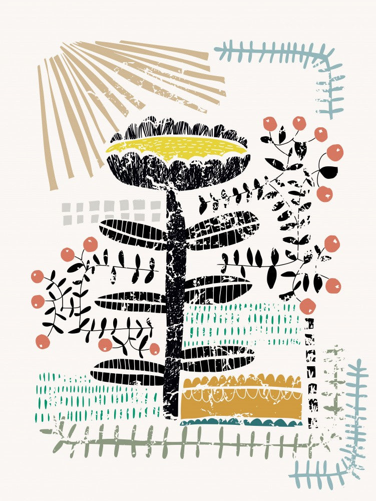 Block print bold flower