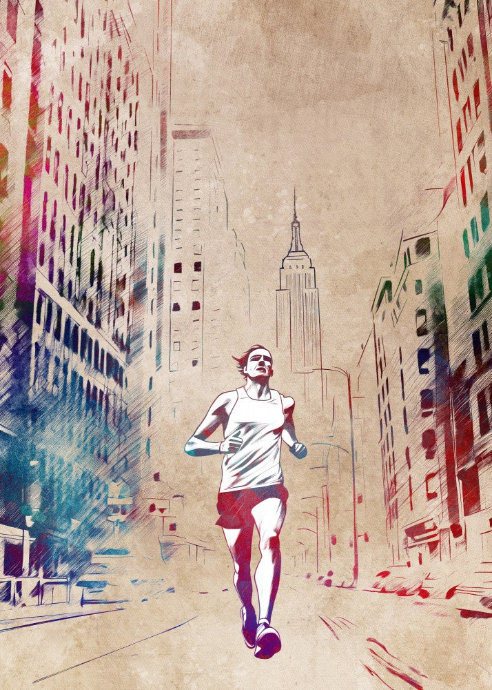Marathon runner sport art