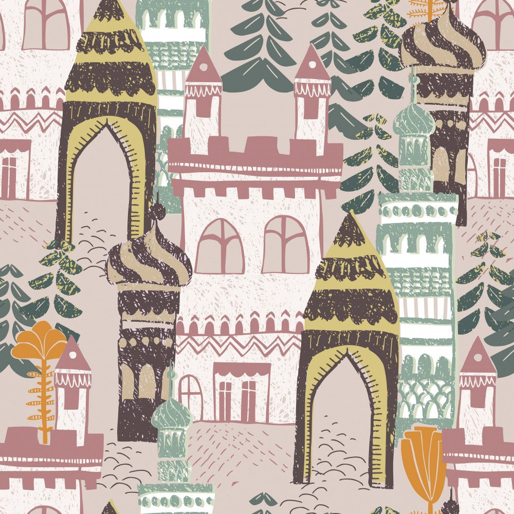 Block print Home castle pattern earthy colors