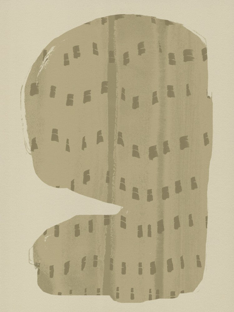 Organic Patterned Shapes in grey green on beige.