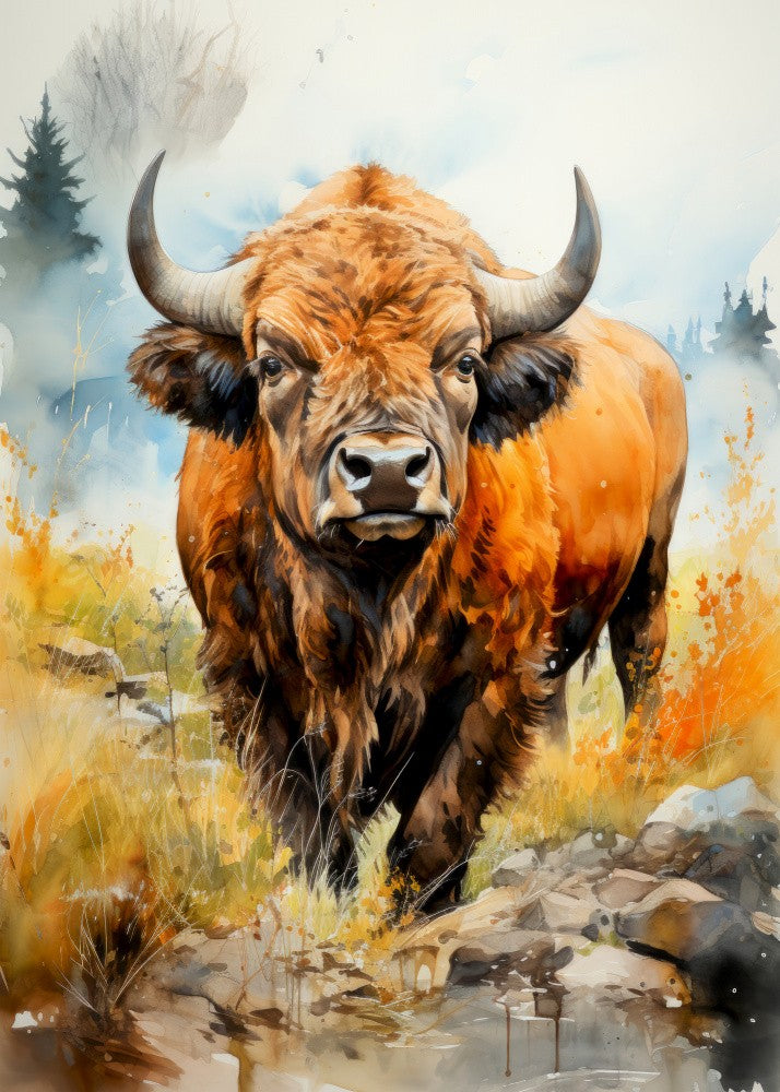 Bison Aquarell Tierkunst (1)