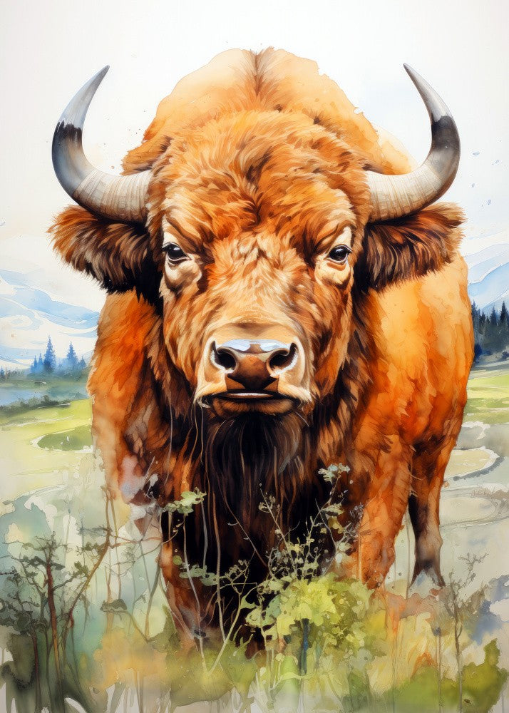 Bison Watercolor Animal Art (2)